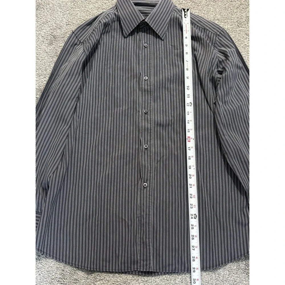 Gucci Button Down Shirt Mens 42 16.5 White Blue Striped Long Sleeve